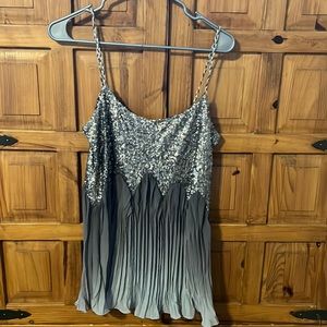 Leather braided straps, sequin ombré tank by Gimmicks